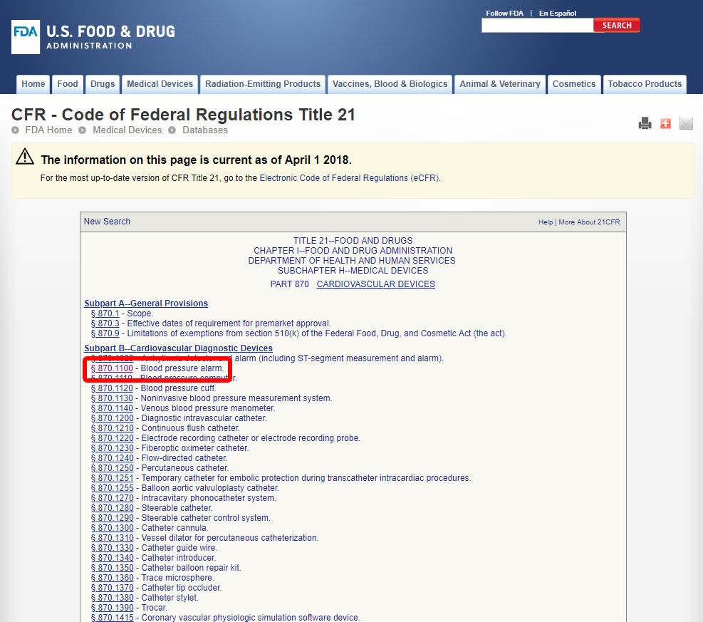 blood pressure monitor fda classification